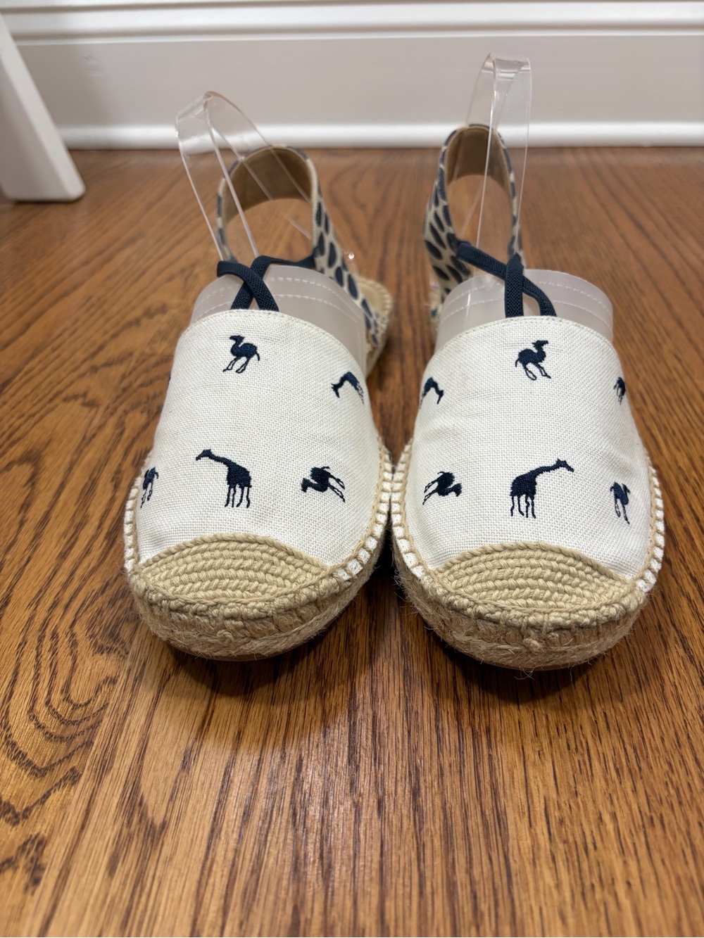 Talbots Ivy Espadrille Slingback Sandal Flats - Navy Embroidered Giraffes (11) - Picture 7 of 10